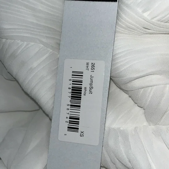 Mac Duggal NWT Chiffon Cross Ruched Top Full Tiered length Wide Leg Jumpsuit XS - Picture 8 of 9